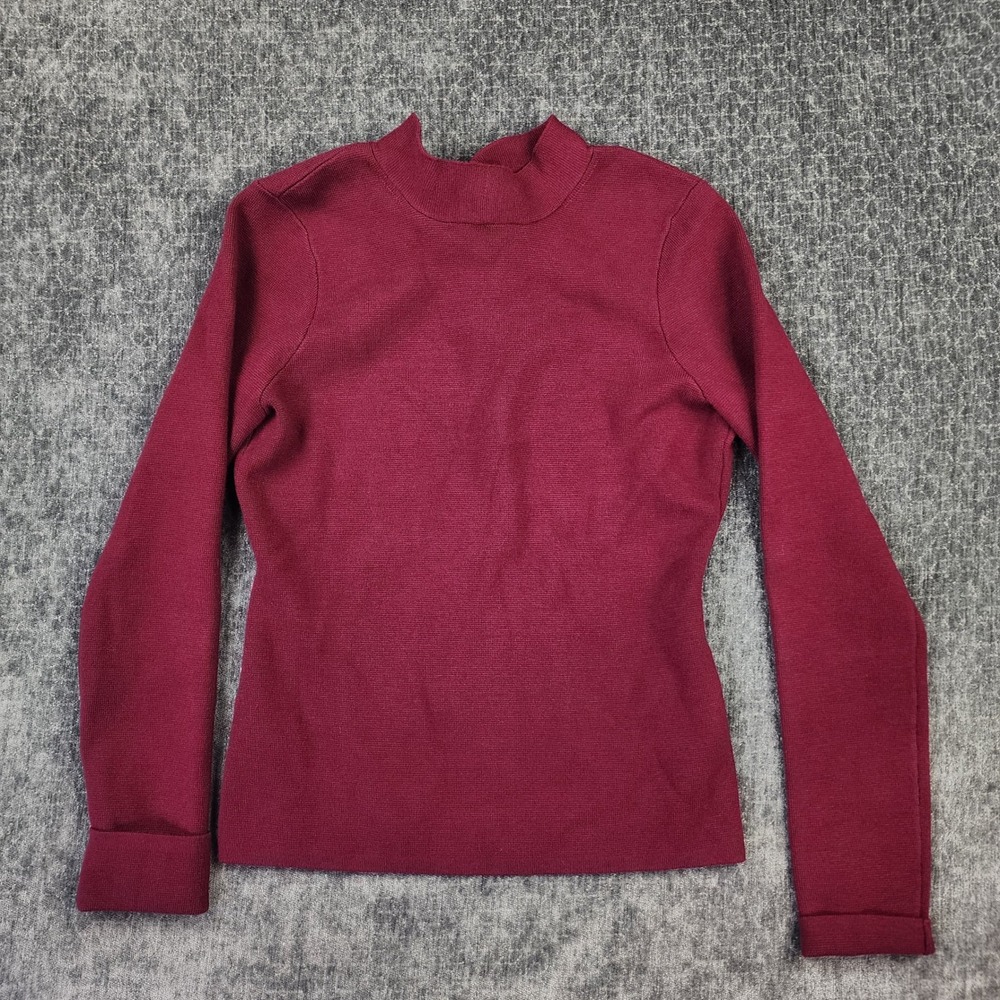 NWT NBD Sweater Top Knit Women Small Burgundy Open Back Bow Tie Mock Neck - Picture 2 of 8